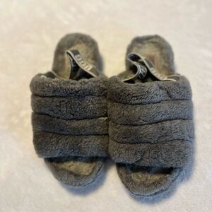 UGG Gray Fluffy Slippers
